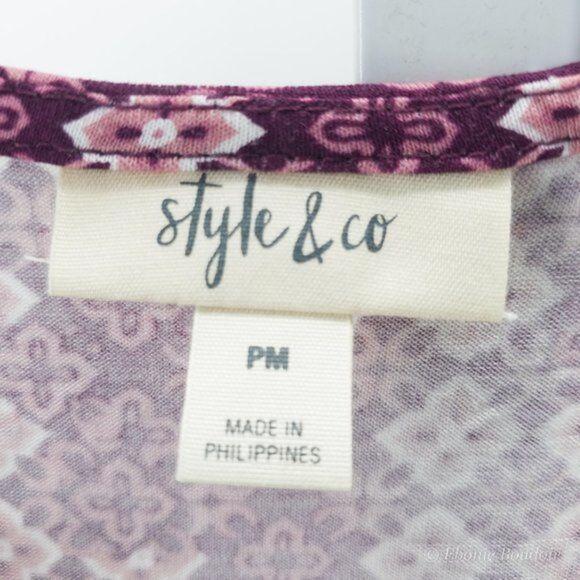 Style & Co Printed Embroidered Peasant Top Tiled Embrace PM - Picture 6 of 8